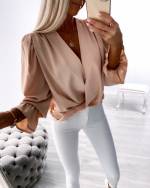 Must V-lõikega Langev Sifoonpluus