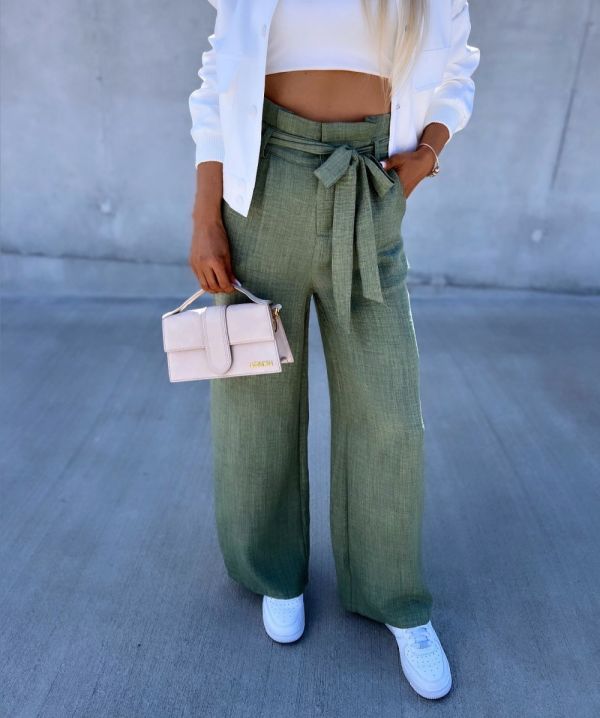 Khaki Lightweight Belted Pants