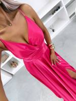 Turquoise Ilga Suknelė Su Skeltuku