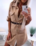 Must Seemisnahkne Vööga Kleit 