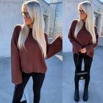 Roosa Laiemate Varrukatega Pehme Kampsun