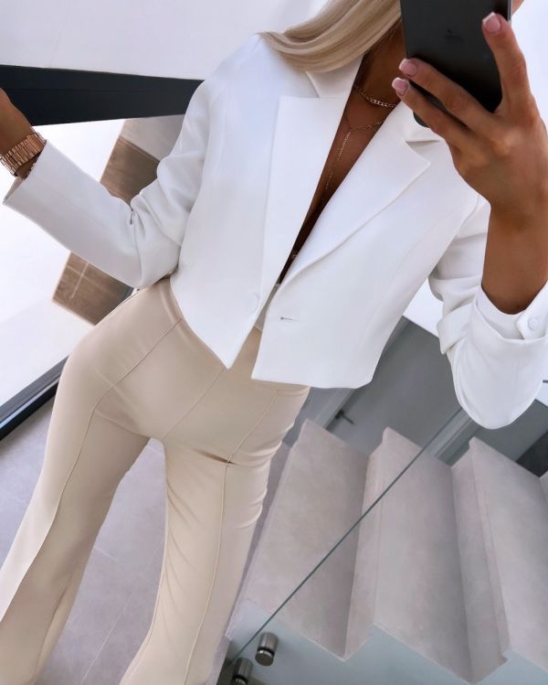 White Short Blazer