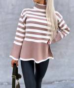 Balts Svītrains Džemperis Ar Apkakli