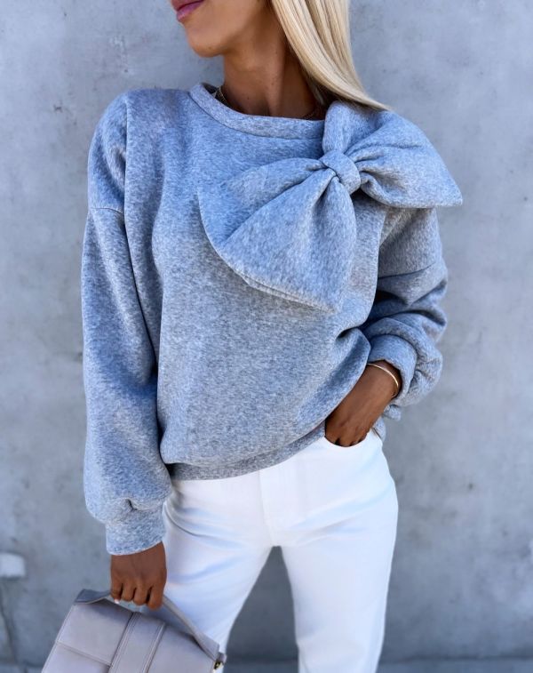 Grey Sweatshirt With A Bow