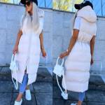 Розовый Удлиненный жилет весна-осень из водонепроницаемого  материала.