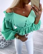 Balta Trumpas Viršus Su Dirželiais