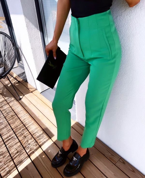 Green High-waisted Formal Pants