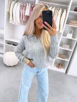 Roosa V-kaelusega Pehme Sviiter