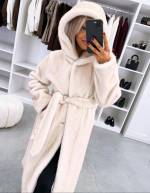 Светло-бежевый Роскошное зимнее пальто с капюшоном