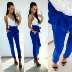 Raudona Klasikinio Stiliaus Kelnės Aukštu Liemeniu Su Kišenėmis