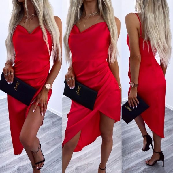 Red Silky Bodycon Dress