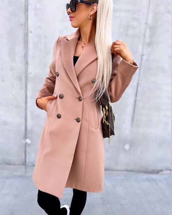 Camel Belted Buttoned Coat