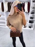 Roosa Kõrgema Kraega Mugav Kampsun