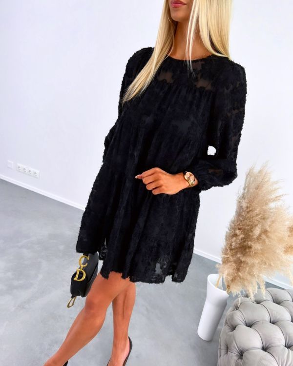 Black Flowy Dress With Sleeves