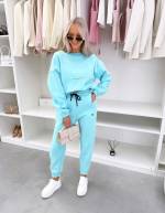 Turkus Dwuczęściowy Komplet Sukienkowy