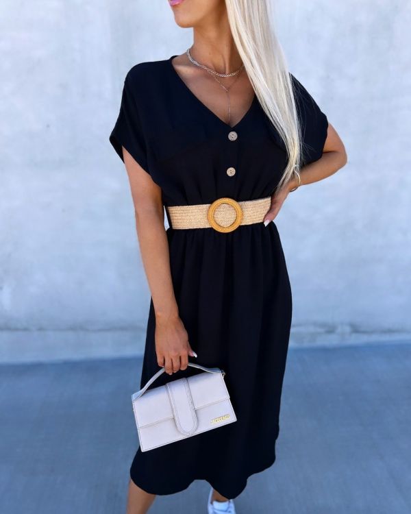 Black Belted Casual Dress