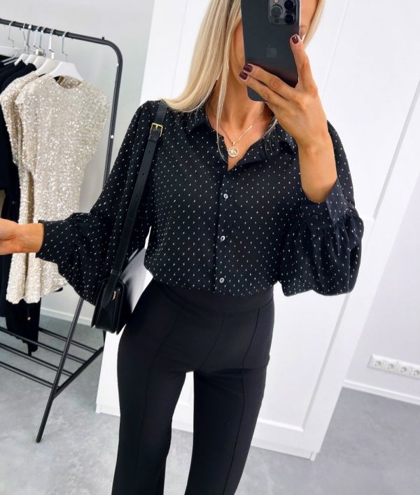 Black Chiffon Blouse With Stones