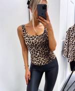 Leopards Elastīgs Leoparda Raksta Tops