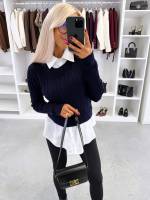 Tumepunane Alusriidega Pehme Sviiter