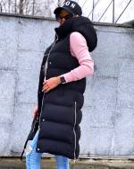 Helesinine Pikem Kapuutsiga Vest