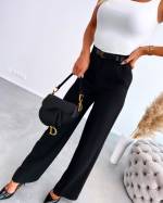 Black Straight-cut Pants With Belt