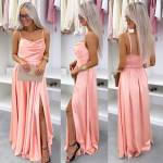 Zila Satīna Maksi Kleita