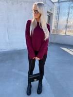 Roosa Laiemate Varrukatega Pehme Kampsun