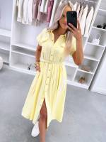 Розовый Удобное платье с поясом