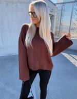 Roosa Laiemate Varrukatega Pehme Kampsun