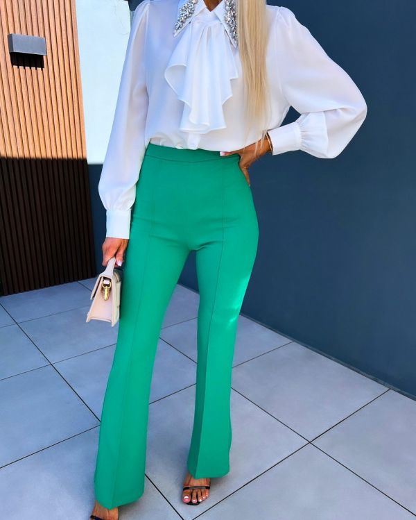 Green Full-length Stretch Pants