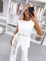 Balta Liemenė-švarkas Su Surišamu Priekiu