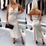 Хаки Шелковистое платье на бретелях