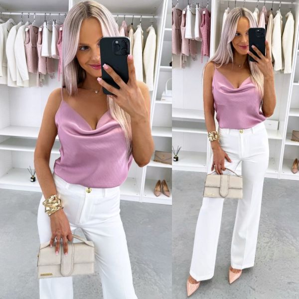 Fioletowy Satynowy Top