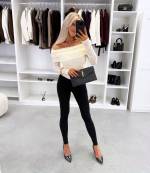 Brązowy Top Z Elastycznej Koronki