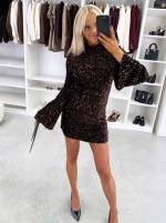 Бежевый Платье с мягкими пайетками