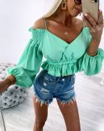 Balta Trumpas Viršus Su Dirželiais