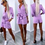 Lilla Keskelt Seotav Nööpidega Jumpsuit