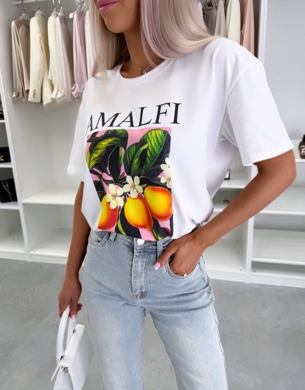 Balts Oversize T-krekls "AMALFI"