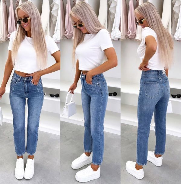 Sinine Mom Fit Teksad