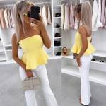 Valge Peplum Pluus