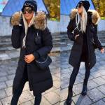 Punane Naturaalse Karvaga Pikem Vetthülgav Talvemantel