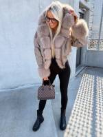 Bēša Bomberjaka Ar Kapuci Un Siltu Oderi