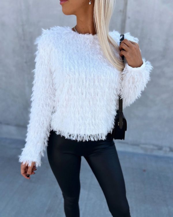 White Sweater With Feathers