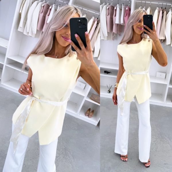 Kollane Keskelt Seotav Vest-jakk