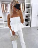 Valge Peplum Pluus