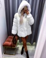Beež Luxury Kapuutsiga Kasukas