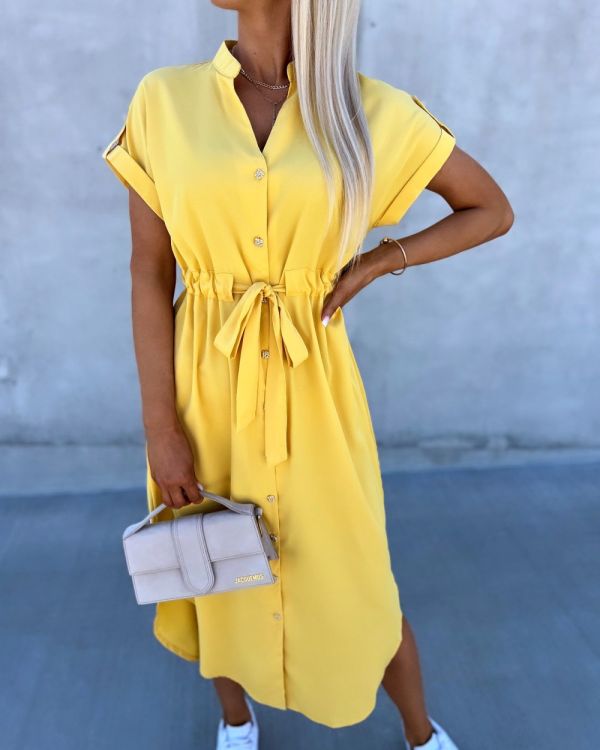 Yellow Adjustable Waist Dress