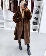 Светло-бежевый Роскошное зимнее пальто с капюшоном