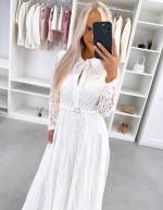 Valge Vööga Pitsist Kleit