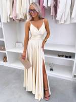 Turquoise Ilga Suknelė Su Skeltuku